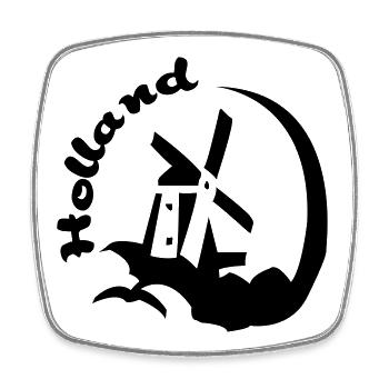 Holland-Windmühle - Viereckiger Kühlschrankmagnet - Weiß - Vorne