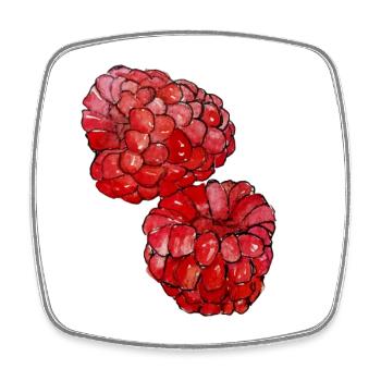 Himbeeren  - Viereckiger Kühlschrankmagnet - Weiß - Vorne