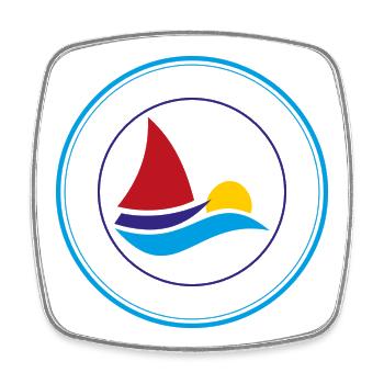 sailboat - Square fridge magnet - white - Front