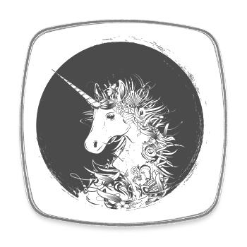 Head of a unicorn - Square fridge magnet - white - Front