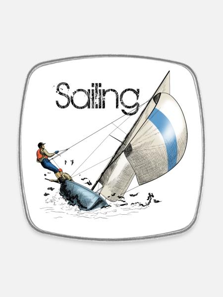 Sailing - Viereckiger Kühlschrankmagnet - Weiß