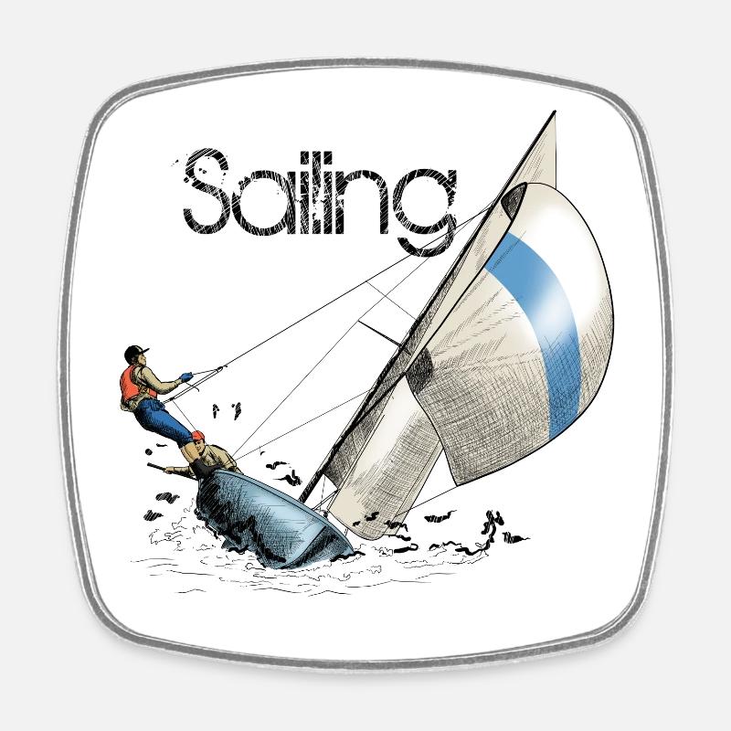 sailing - Magnet carré - blanc