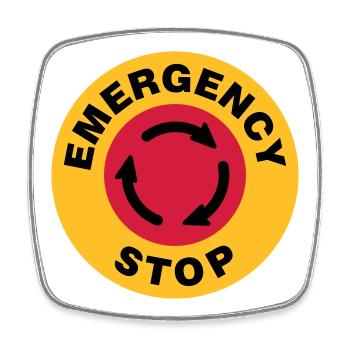 Emergency | Notfall | Stop - Magnet carré - blanc - Devant
