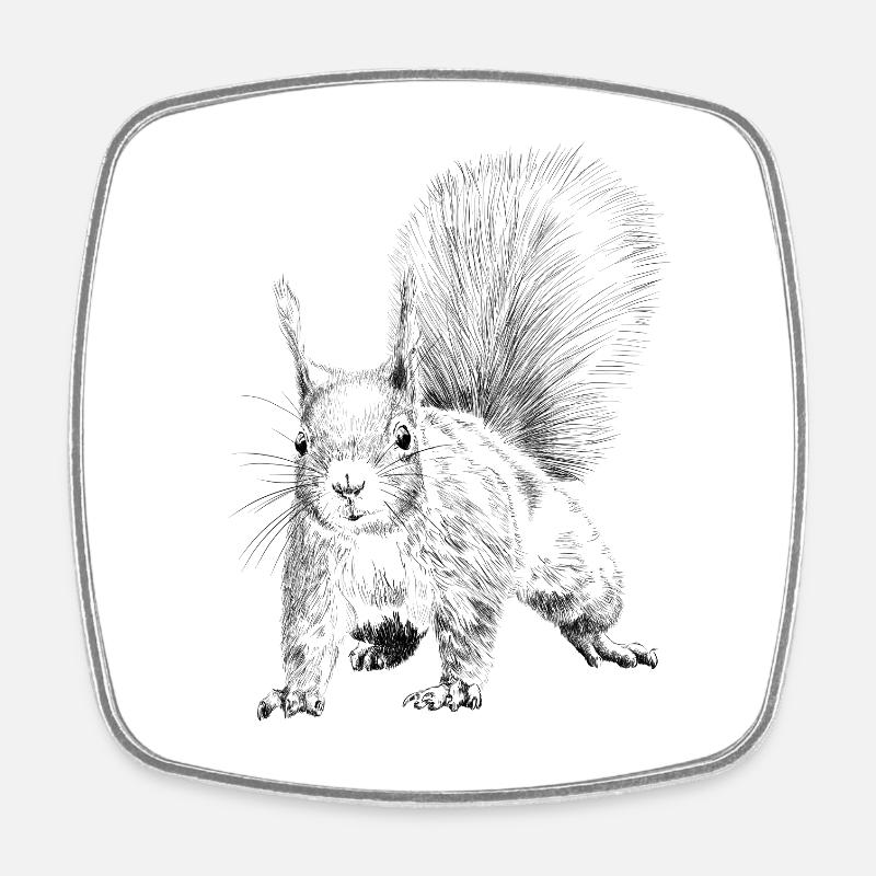 squirrel - Square fridge magnet - white