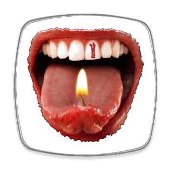 Date of birth 1 - tongue teeth - Square fridge magnet - white - Front