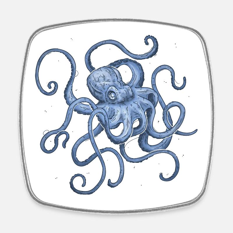 Octopus - Magnet carré - blanc