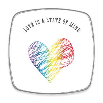 amour amour cœur gay Saint-Valentin Fierté arc-en-ciel - Magnet carré - blanc - Devant