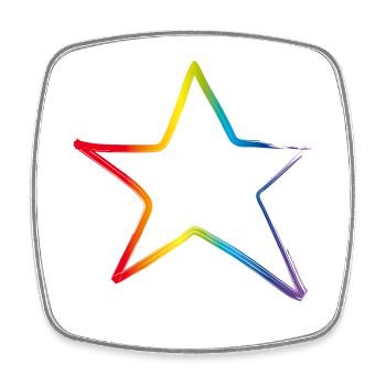 Star Star Star Rainbow Outline CSD comédie musicale gay - Magnet carré - blanc - Devant