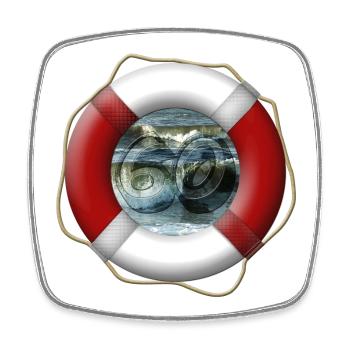 Bouée de sauvetage - 60 ans - anniversaire - Magnet carré - blanc - Devant