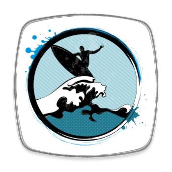 Surfer Patch - Square fridge magnet - white - Front