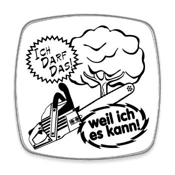 Motorsäge , Kaminholz , Old School , Baum (25) - Viereckiger Kühlschrankmagnet - Weiß - Vorne