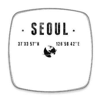 Séoul Corée du Sud Coordonnées GPS - Magnet carré - blanc - Devant