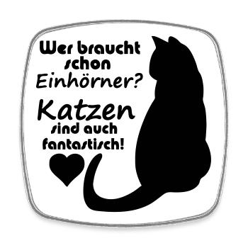 Katzen vs Einhörner Einhorn Katze Fun Geschenk - Viereckiger Kühlschrankmagnet - Weiß - Vorne