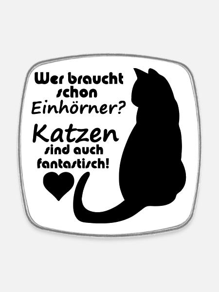 Katzen vs Einhörner Einhorn Katze Fun Geschenk - Viereckiger Kühlschrankmagnet - Weiß