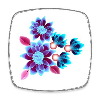 Hypnotic flowers - Neon flowers - Square fridge magnet - white - Front