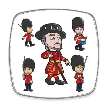 Royal Guard Parade Cartoon - Square fridge magnet - white - Front