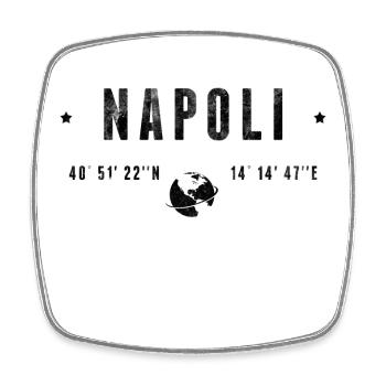 Napoli Coordonnées Géographiques Stylisées - Magnet carré - blanc - Devant
