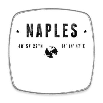 Naples Coordonnées Géographiques Stylisées - Magnet carré - blanc - Devant