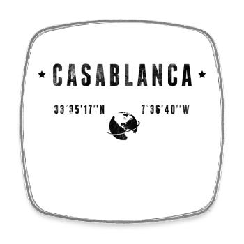 Casablanca Coordonnées Géographiques Stylisées - Magnet carré - blanc - Devant