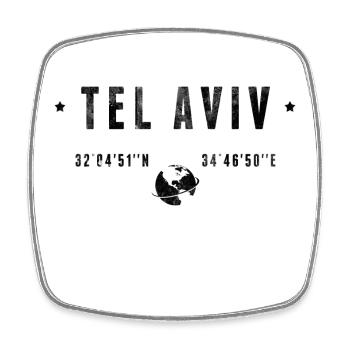 Tel Aviv Coordonnées Géographiques Stylisées - Magnet carré - blanc - Devant