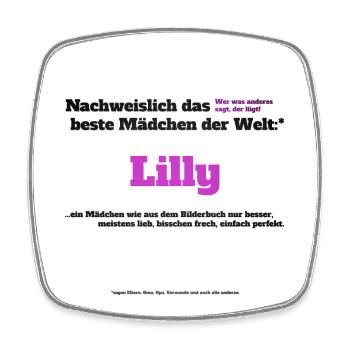 Ich bin Lilly - Lilly als Vorname - Mädchen - Viereckiger Kühlschrankmagnet - Weiß - Vorne