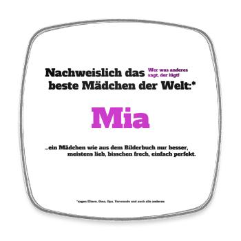 Ich bin Mia - Mia als Vorname - Mädchen - Viereckiger Kühlschrankmagnet - Weiß - Vorne