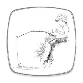 Angler - Viereckiger Kühlschrankmagnet - Weiß - Vorne