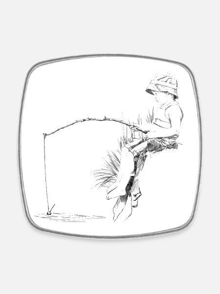 Angler - Square fridge magnet - white
