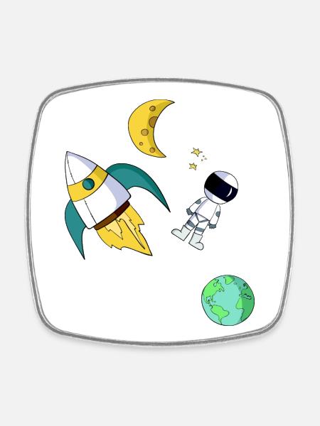 space - Square fridge magnet - white