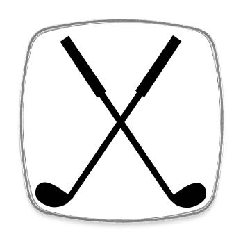 Golf clubs in black - Square fridge magnet - white - Front