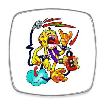 Punkiges Monster Chaos mit Gitarre - Viereckiger Kühlschrankmagnet - Weiß - Vorne