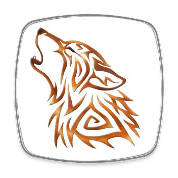 Stammes-Wolf heult Kupferflamme - Viereckiger Kühlschrankmagnet - Weiß - Vorne