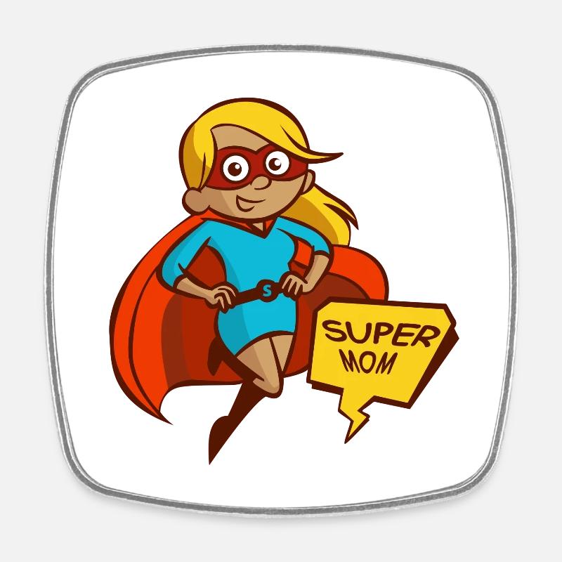 super mom - Square fridge magnet - white