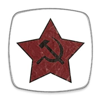 Roter Stern mit Hammer und Sichel - Viereckiger Kühlschrankmagnet - Weiß - Vorne
