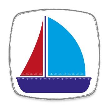 sailboat - Square fridge magnet - white - Front