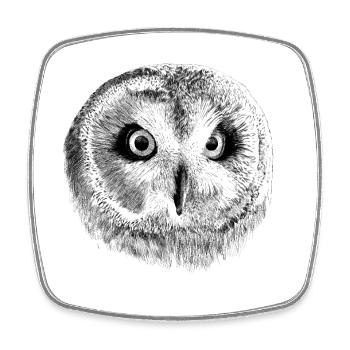 owl - Square fridge magnet - white - Front