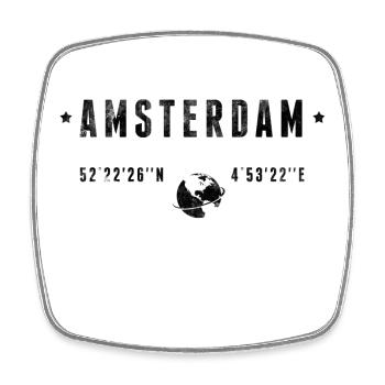 Amsterdam Coordonnées Géographiques Stylisées - Magnet carré - blanc - Devant