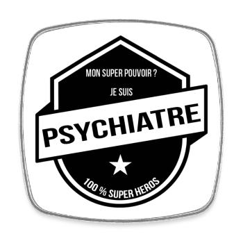 Psychiatre Superhéros Badge - Magnet carré - blanc - Devant