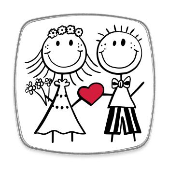 Loving newlyweds - wedding - heart - gift - Square fridge magnet - white - Front