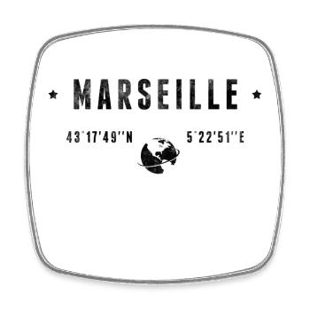 Marseille Coordonnées Géographiques Stylisées - Magnet carré - blanc - Devant