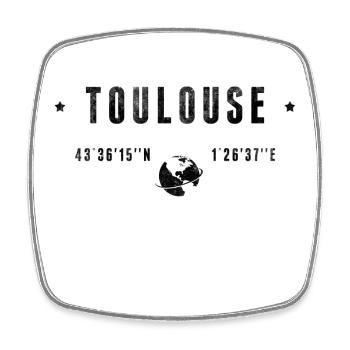 Toulouse Coordonnées Géographiques Stylisées - Magnet carré - blanc - Devant
