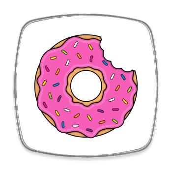 Donut mit Biss in pink mit bunten Zuckerstreuseln - Viereckiger Kühlschrankmagnet - Weiß - Vorne