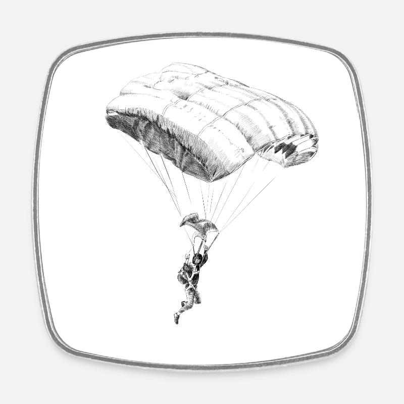 parachuting - Square fridge magnet - white