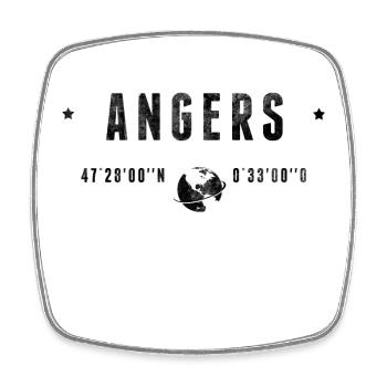 Angers Coordonnées Géographiques Stylisées - Magnet carré - blanc - Devant