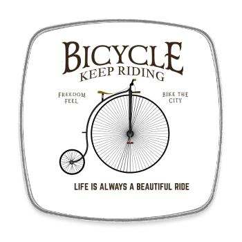 Balade à vélo en ville – Liberté - Magnet carré - blanc - Devant