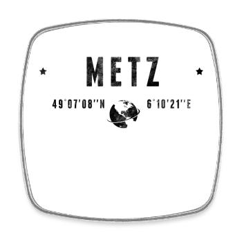Metz Coordonnées Géographiques Stylisées - Magnet carré - blanc - Devant