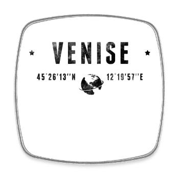 Venezia Coordonnées GPS Globe Vintage Italie - Magnet carré - blanc - Devant