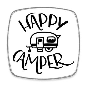 Happy Camper - Viereckiger Kühlschrankmagnet - Weiß - Vorne