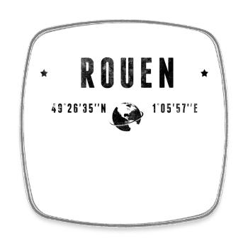 Rouen Coordonnées Géographiques Stylisées - Magnet carré - blanc - Devant