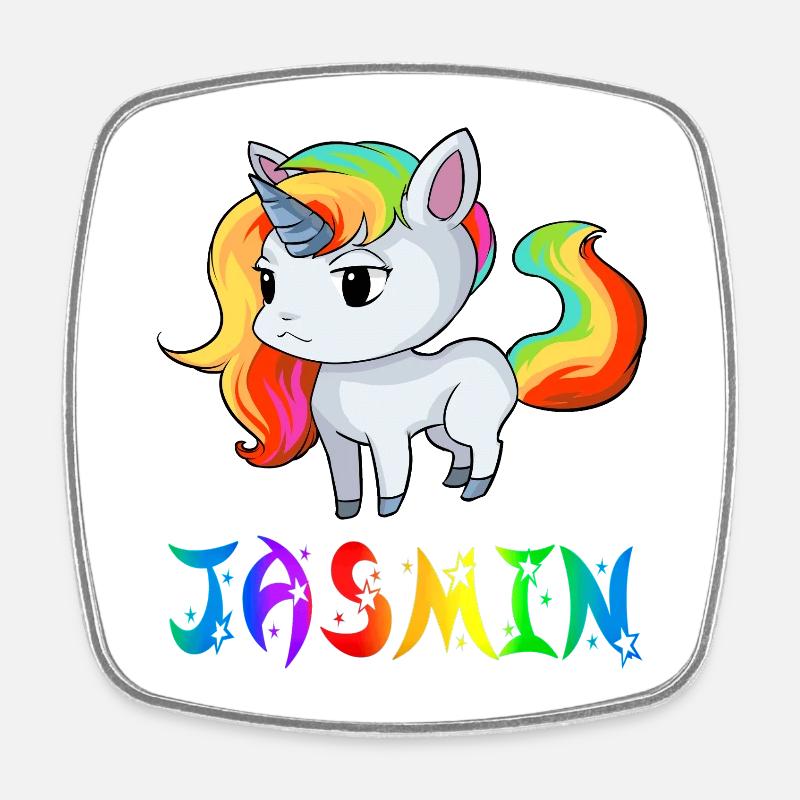 Jasmin Einhorn - Viereckiger Kühlschrankmagnet - Weiß